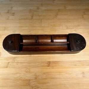 Librasco MCM 12” x 3” Mahogany Wood Desktop Storage Box Tray for Pens Pre-owned